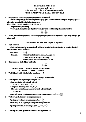 Đề cương ôn tập học kì I môn Vật lí lớp 9